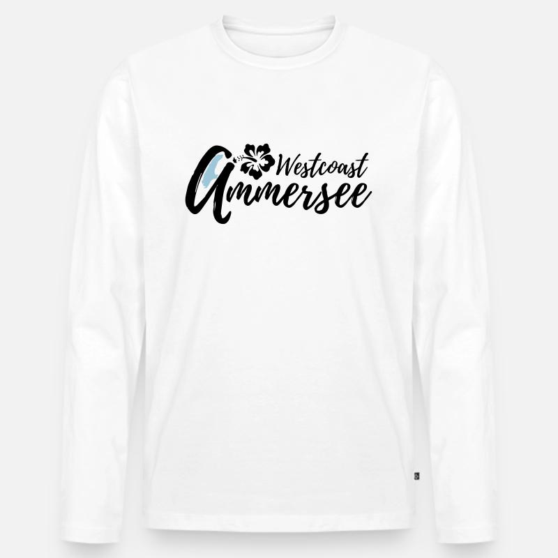 Ammersee Weastcoast Blume - Männer Premium Bio Langarmshirt - Weiß