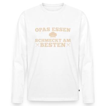 Opas Essen schmeckt am besten - Männer Premium Bio Langarmshirt - Weiß - Vorne - Nico (187cm)