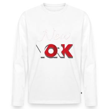 new York - Men's Premium Organic Long Sleeve Shirt - white - Front - Nico (187cm)