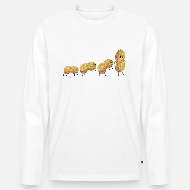 Erdnuss Evolution - Männer Premium Bio Langarmshirt - Weiß