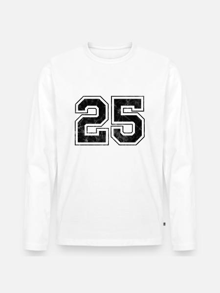 Number 25 - Men's Premium Organic Long Sleeve Shirt - white