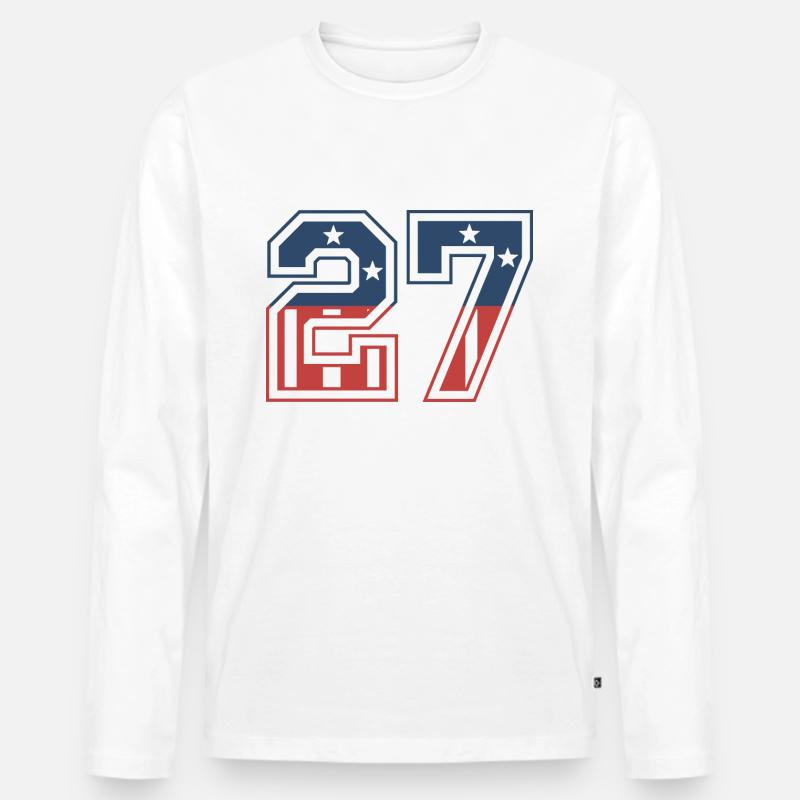 Nummer 27 USA - Männer Premium Bio Langarmshirt - Weiß