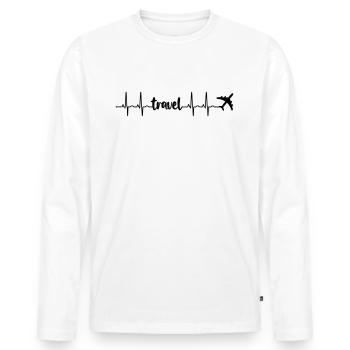 Heartbeat ECG Travel, airplane (heartbeat) - Men's Premium Organic Long Sleeve Shirt - white - Front - Nico (187cm)