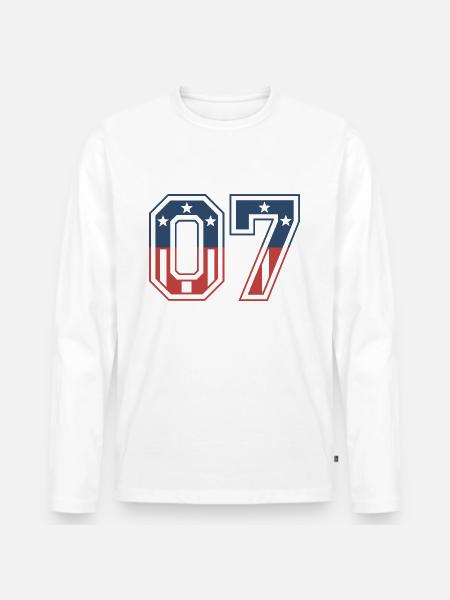Number 07 USA - Men's Premium Organic Long Sleeve Shirt - white