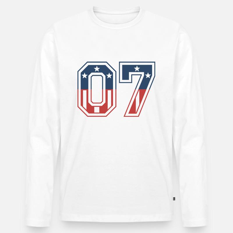 Anzahl 07 USA - Männer Premium Bio Langarmshirt - Weiß