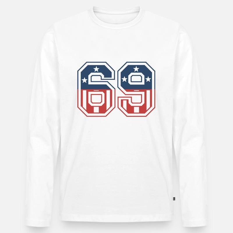 Nummer 69 USA - Männer Premium Bio Langarmshirt - Weiß