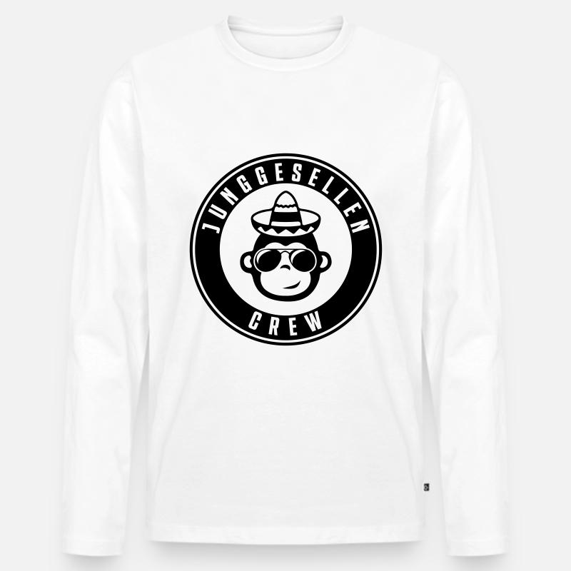 junggesellen crew affe - Männer Premium Bio Langarmshirt - Weiß