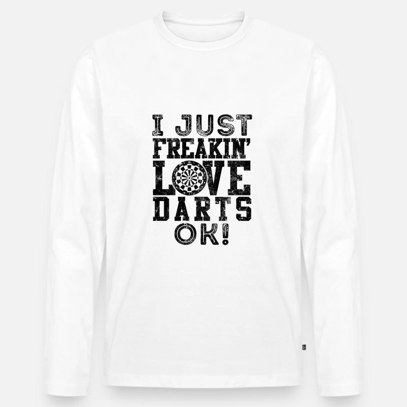 Ich liebe Darts Spruch - Männer Premium Bio Langarmshirt - Weiß