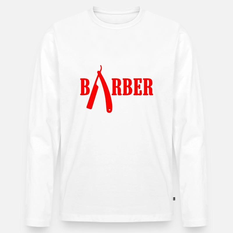 Barber Friseur Spruch - Männer Premium Bio Langarmshirt - Weiß