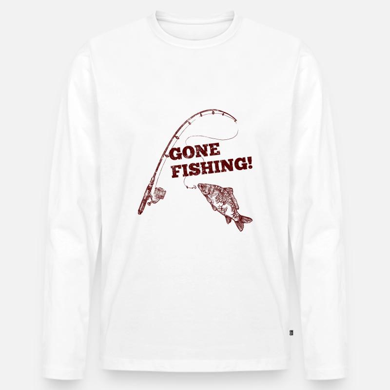 Fischen Angeln Spruch - Männer Premium Bio Langarmshirt - Weiß