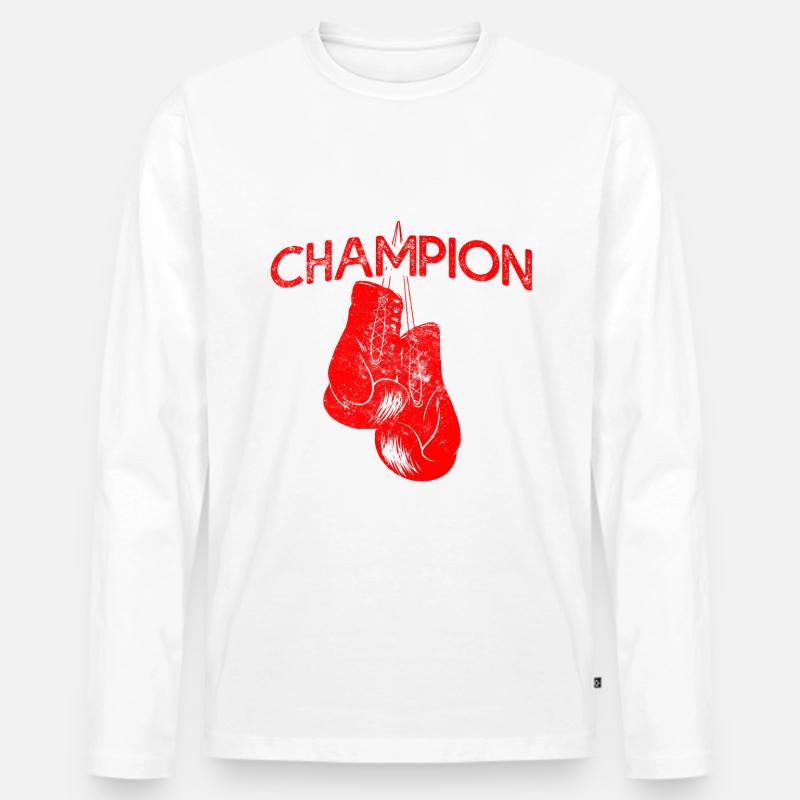 Boxen Sieger Spruch Boxhandschuhe - Männer Premium Bio Langarmshirt - Weiß