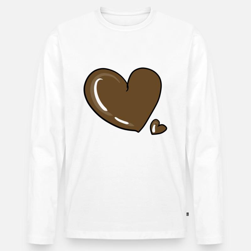 schokolade herz - Männer Premium Bio Langarmshirt - Weiß