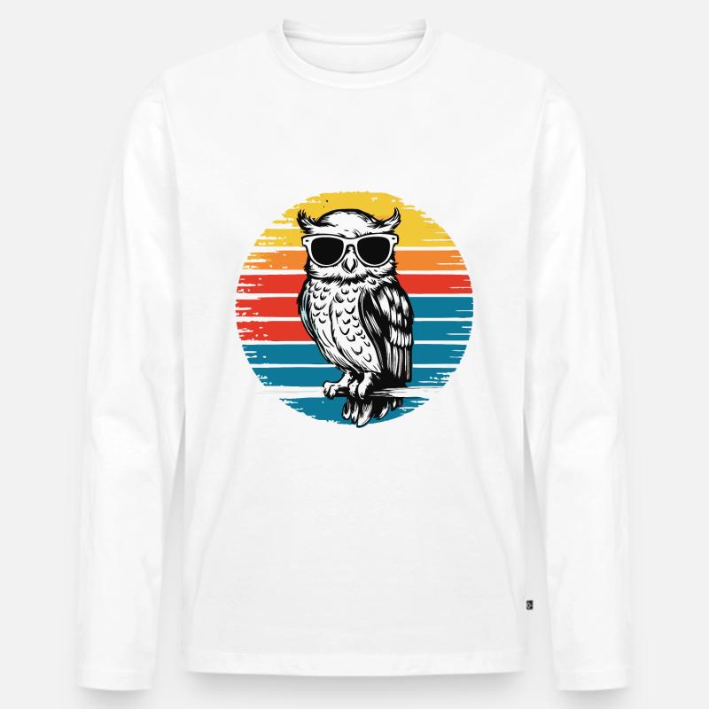 Nachteule Eule Eulen Vogel - Männer Premium Bio Langarmshirt - Weiß