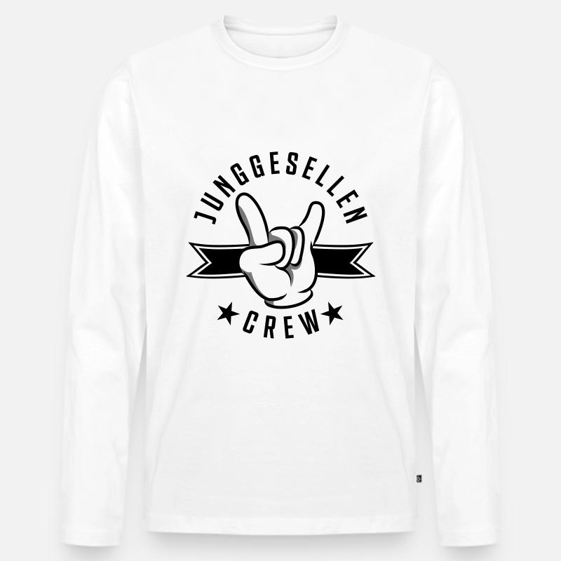 Junggesellen crew hand - Männer Premium Bio Langarmshirt - Weiß