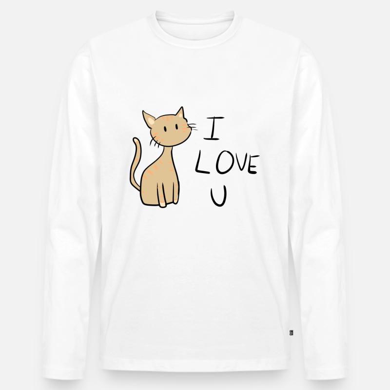 braune Katze ich liebe dich - Männer Premium Bio Langarmshirt - Weiß
