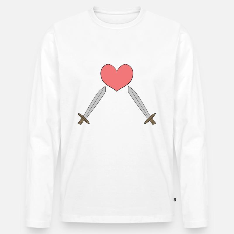 schwerter herz - Männer Premium Bio Langarmshirt - Weiß