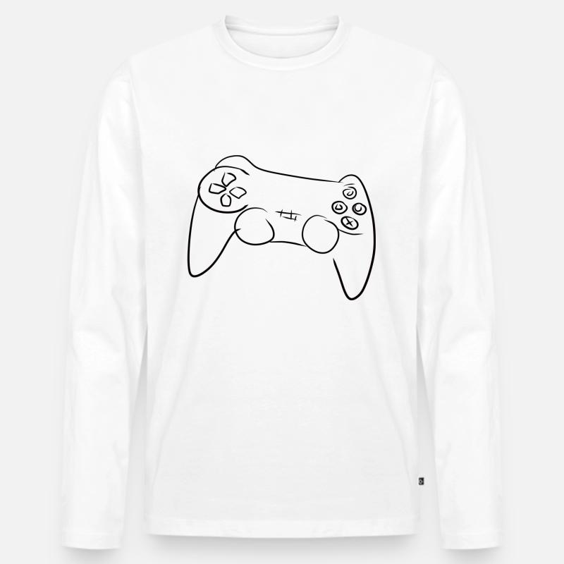controller zocken spielen spiel spieler - Männer Premium Bio Langarmshirt - Weiß