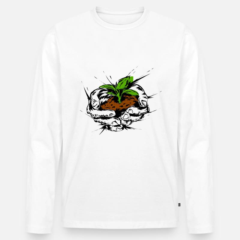 Umweltschutz Leben - Männer Premium Bio Langarmshirt - Weiß
