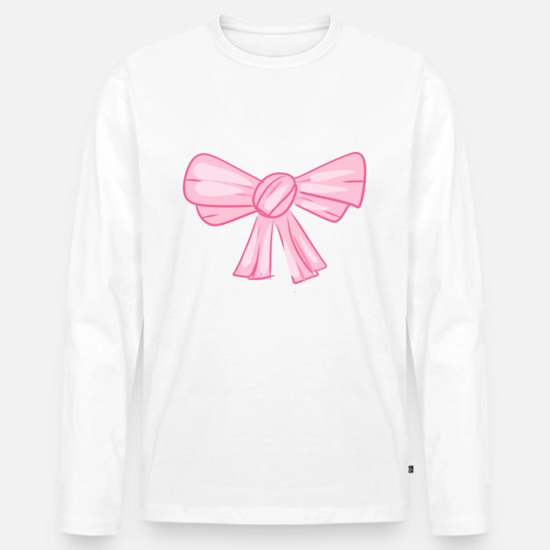 rosa schleife symbol fliege - Männer Premium Bio Langarmshirt - Weiß