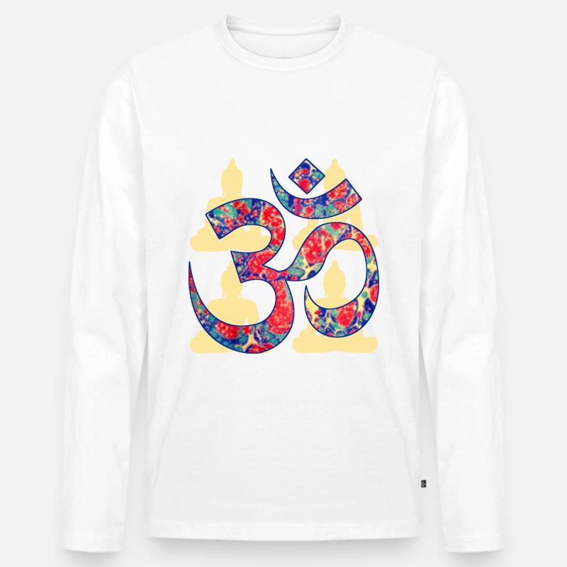 om mit buddha e 42 - Männer Premium Bio Langarmshirt - Weiß