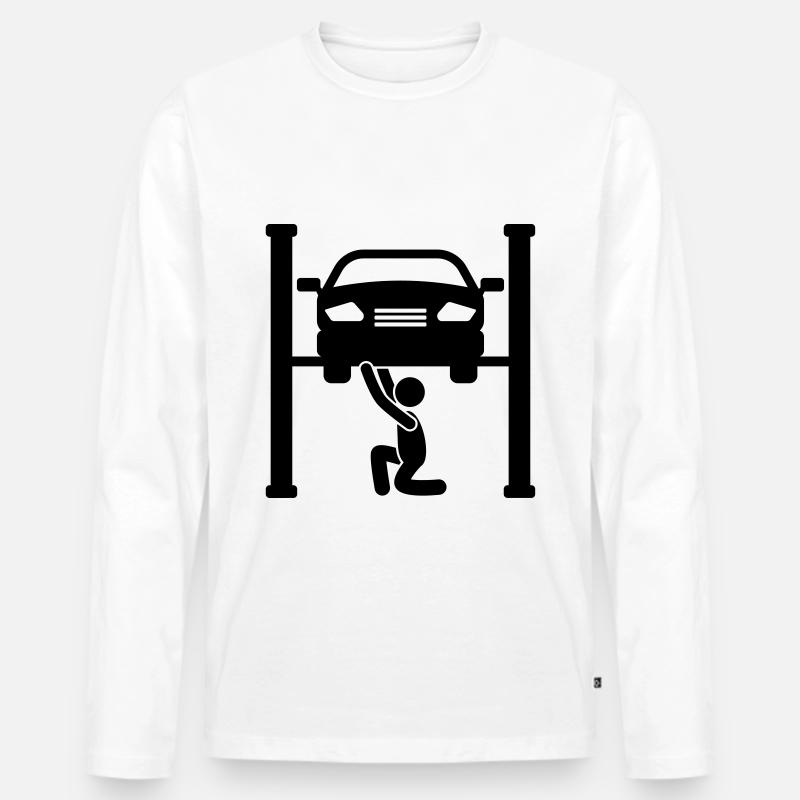 Kfz Auto Werstatt Symbol Mechaniker - Männer Premium Bio Langarmshirt - Weiß