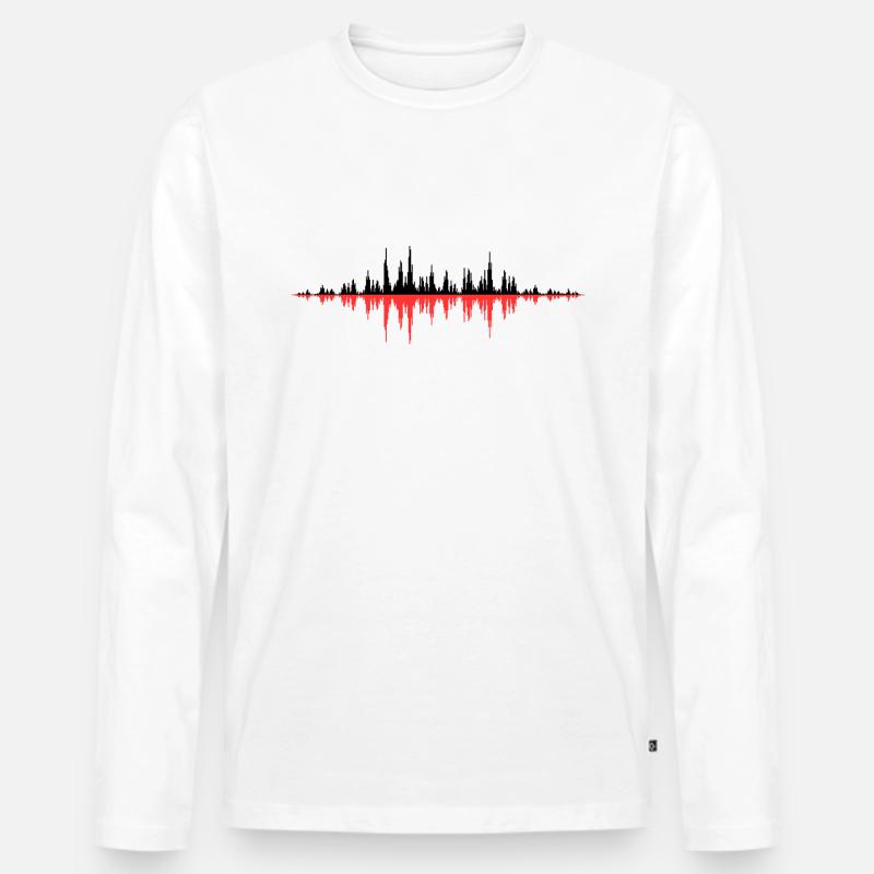 Red Sound Wave - Männer Premium Bio Langarmshirt - Weiß