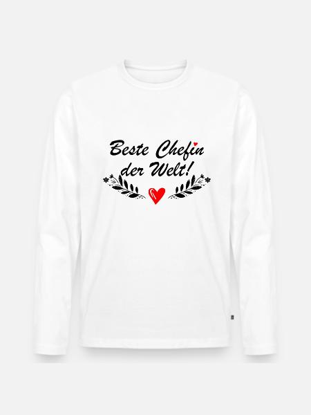 Beste Chefin der Welt - Männer Premium Bio Langarmshirt - Weiß