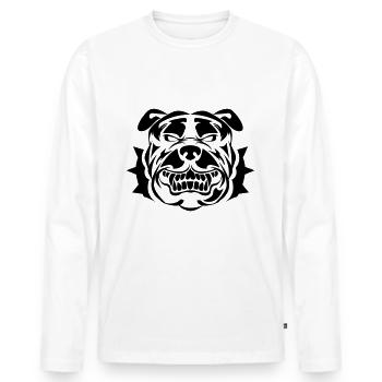 bulldog head dog - Men's Premium Organic Long Sleeve Shirt - white - Front - Nico (187cm)