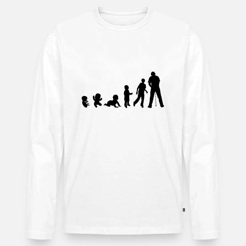 Evolution pissen stehen Mann Urin - Männer Premium Bio Langarmshirt - Weiß