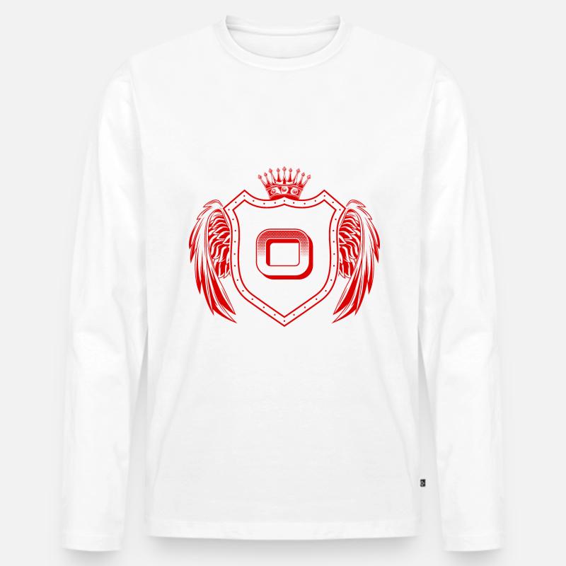 O Buchstabe Wappen - Männer Premium Bio Langarmshirt - Weiß