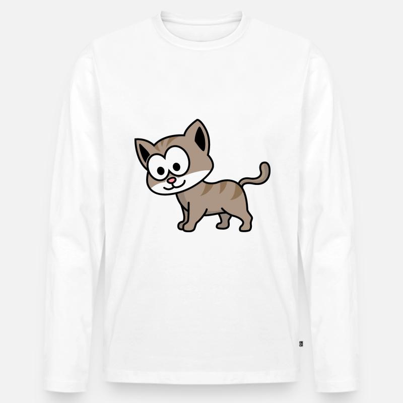 Katze Comic Tier - Männer Premium Bio Langarmshirt - Weiß