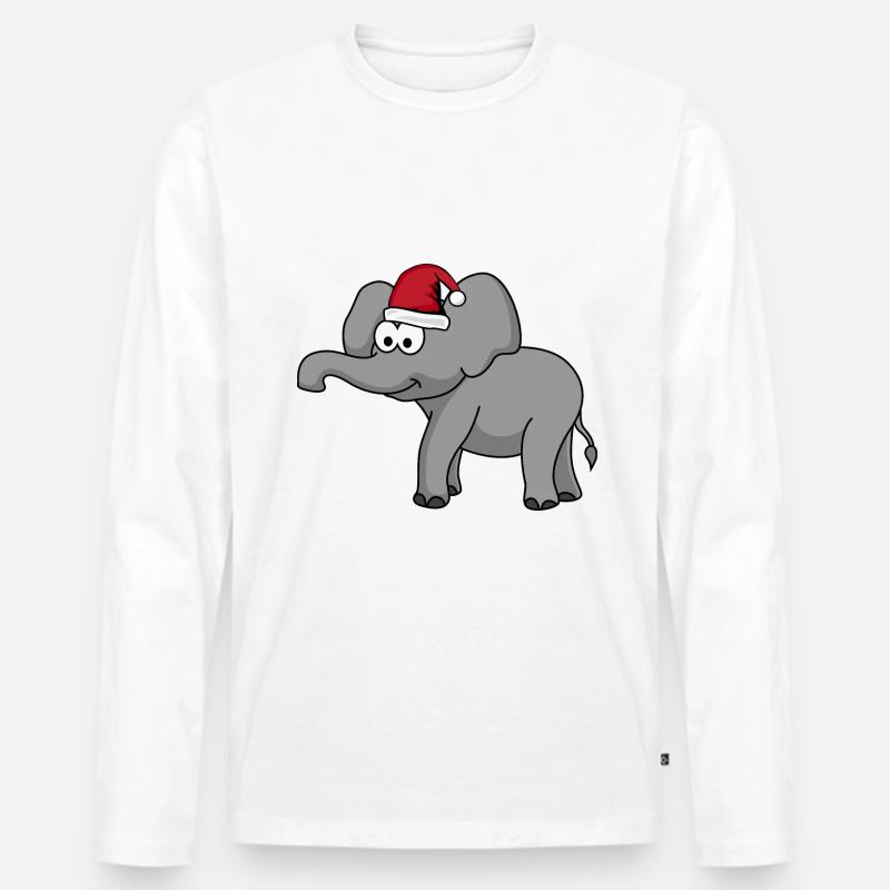 Elefant Weihnachten Comic - Männer Premium Bio Langarmshirt - Weiß