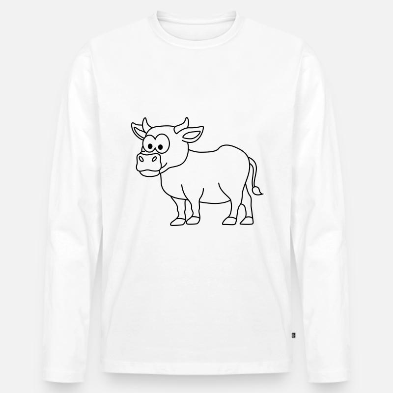Kuh Comic Tier - Männer Premium Bio Langarmshirt - Weiß