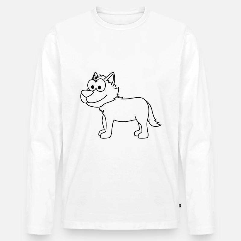 Wolf Comic Tier - Männer Premium Bio Langarmshirt - Weiß