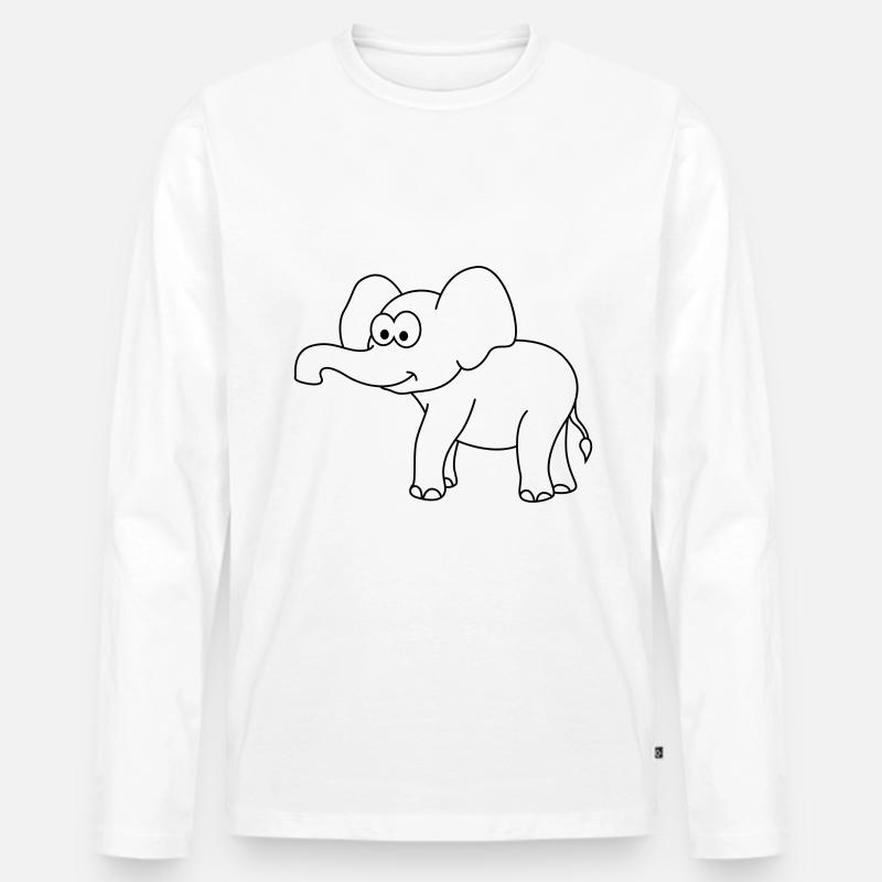 Elefant Comic - Männer Premium Bio Langarmshirt - Weiß