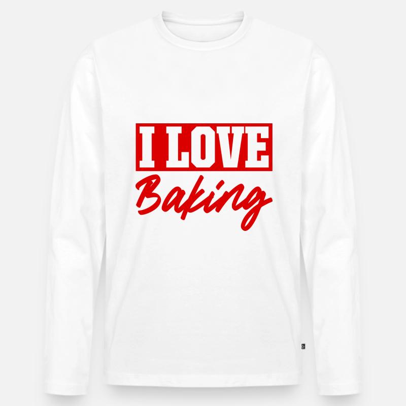 Ich liebe Backen - Männer Premium Bio Langarmshirt - Weiß