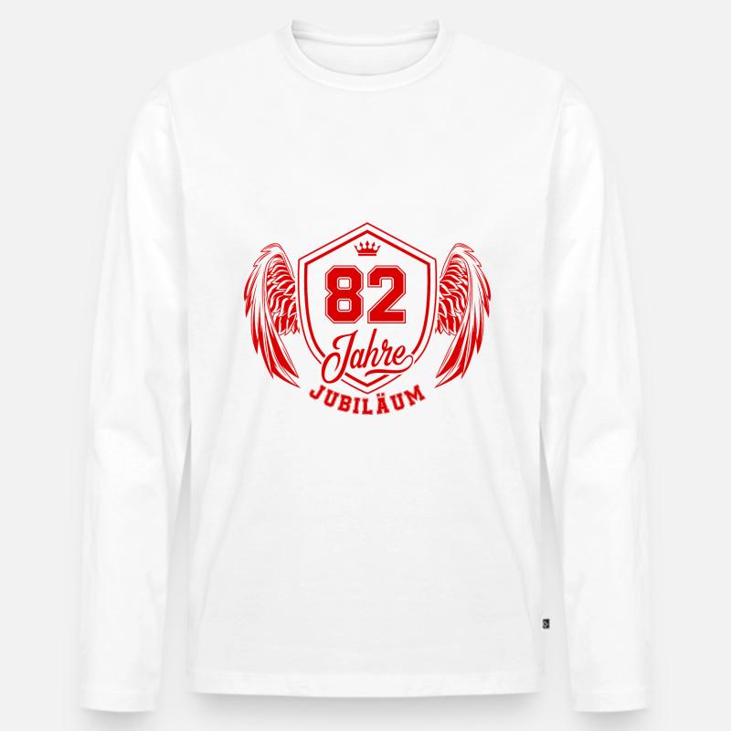 82 Zahl Wappen - Männer Premium Bio Langarmshirt - Weiß