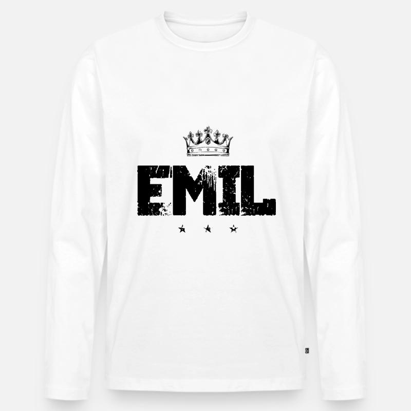 Emil - Männer Premium Bio Langarmshirt - Weiß