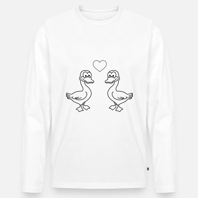 Gans Comic Paar Liebe - Männer Premium Bio Langarmshirt - Weiß