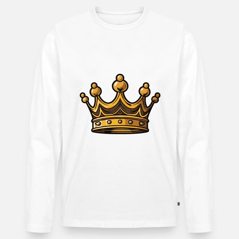 Krone Symbol - Männer Premium Bio Langarmshirt - Weiß