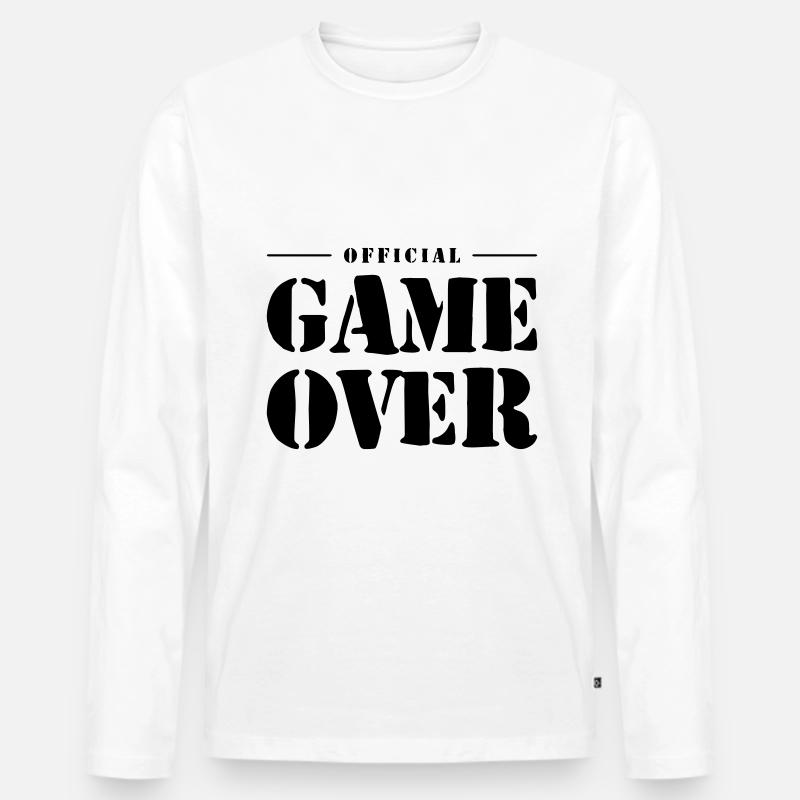 Game Over Spruch - Männer Premium Bio Langarmshirt - Weiß