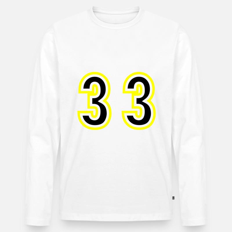 33 Zahl College - Männer Premium Bio Langarmshirt - Weiß