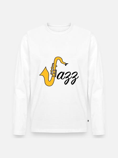 Jazz - Männer Premium Bio Langarmshirt - Weiß