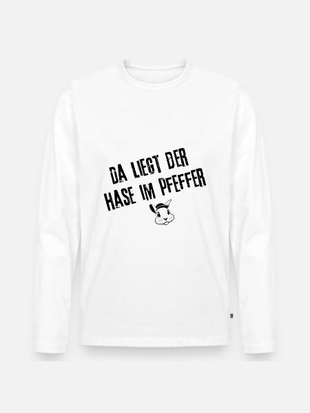 Überraschender Pfeffer Look - Männer Premium Bio Langarmshirt - Weiß