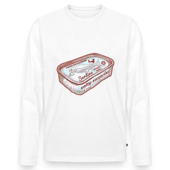 Lustige Fisch duftende Pfefferminzbonbons - Männer Premium Bio Langarmshirt - Weiß - Vorne - Nico (187cm)