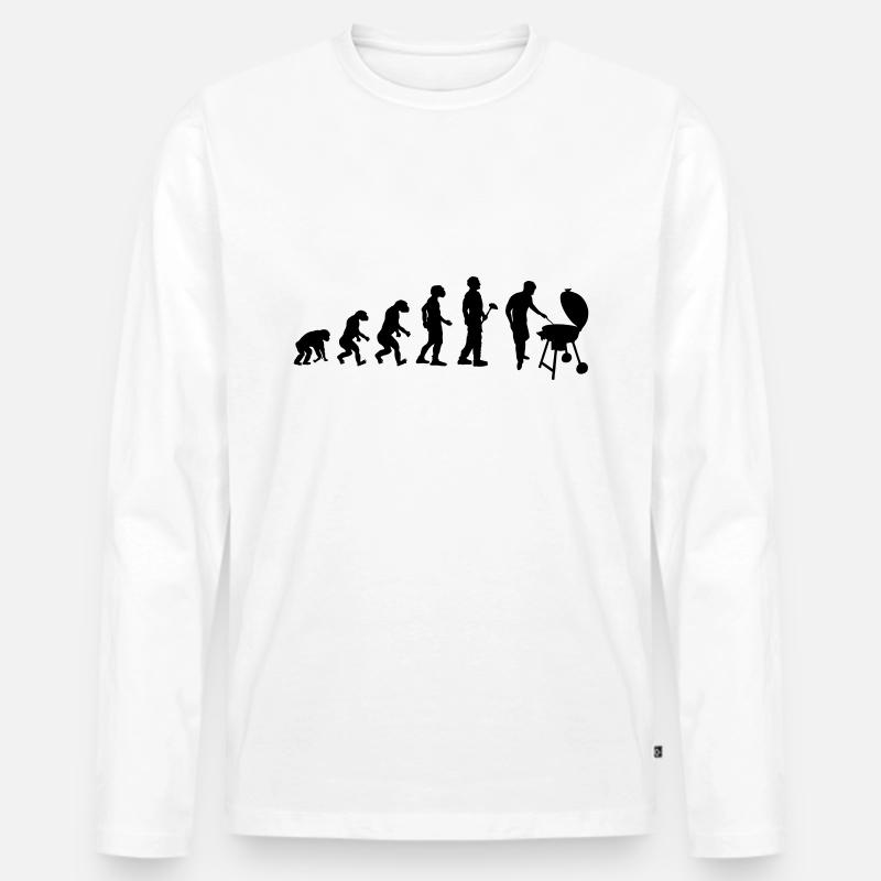 Evolutionstheorie Griller - Männer Premium Bio Langarmshirt - Weiß