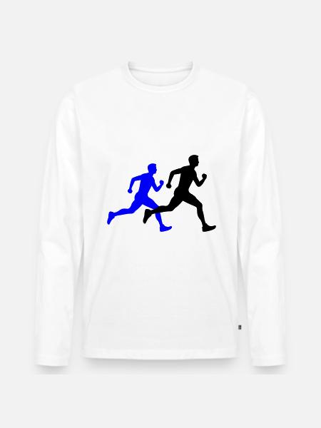 Running Marathon Man Silhouette - Men's Premium Organic Long Sleeve Shirt - white
