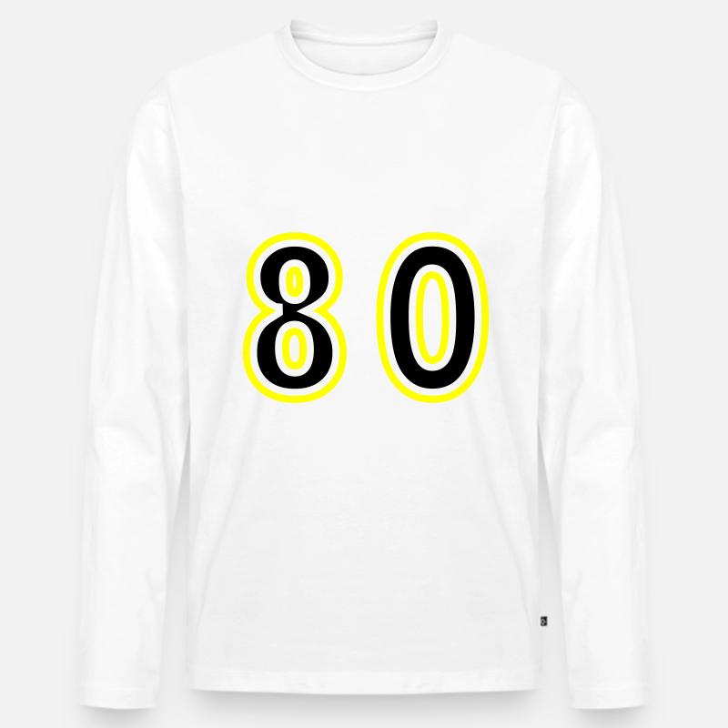 80 Zahl College - Männer Premium Bio Langarmshirt - Weiß