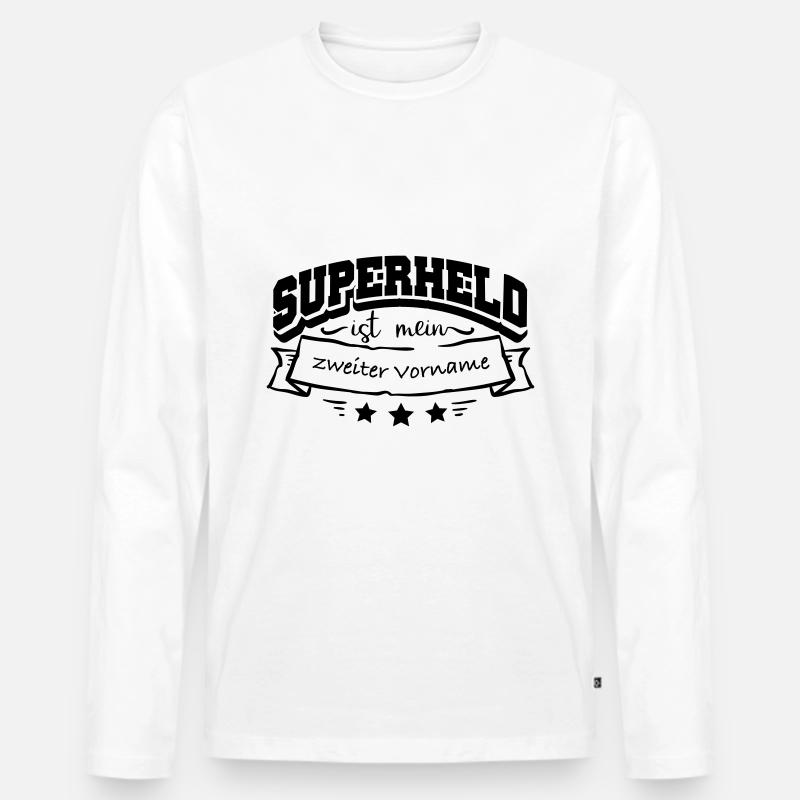 Vorname Superheld - Männer Premium Bio Langarmshirt - Weiß