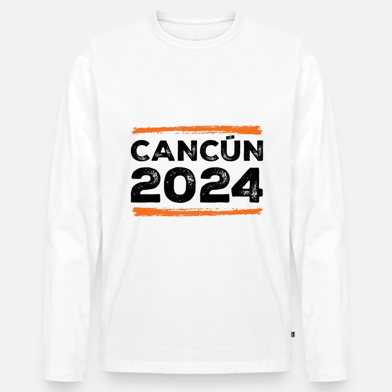 Cancun 2024 Spruch - Männer Premium Bio Langarmshirt - Weiß